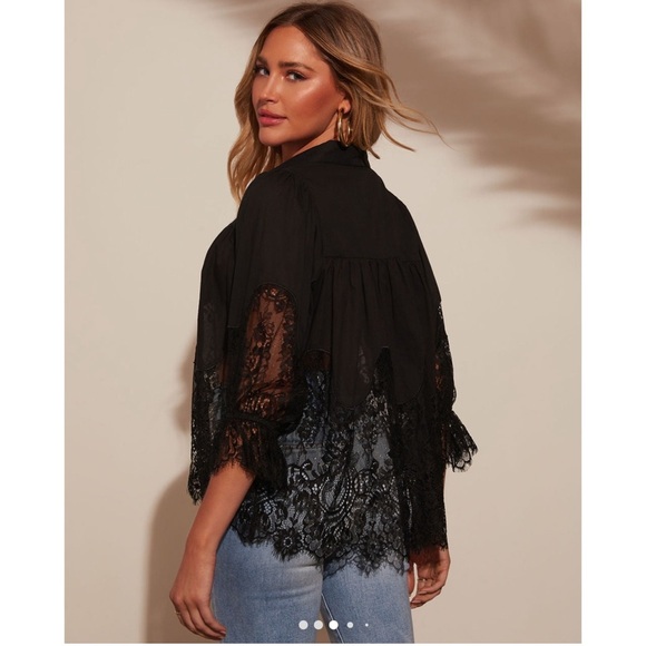 Vici Women’s Keila Puff Sleeve Lace Button Down Size M Victorian Inspired - Picture 2 of 8